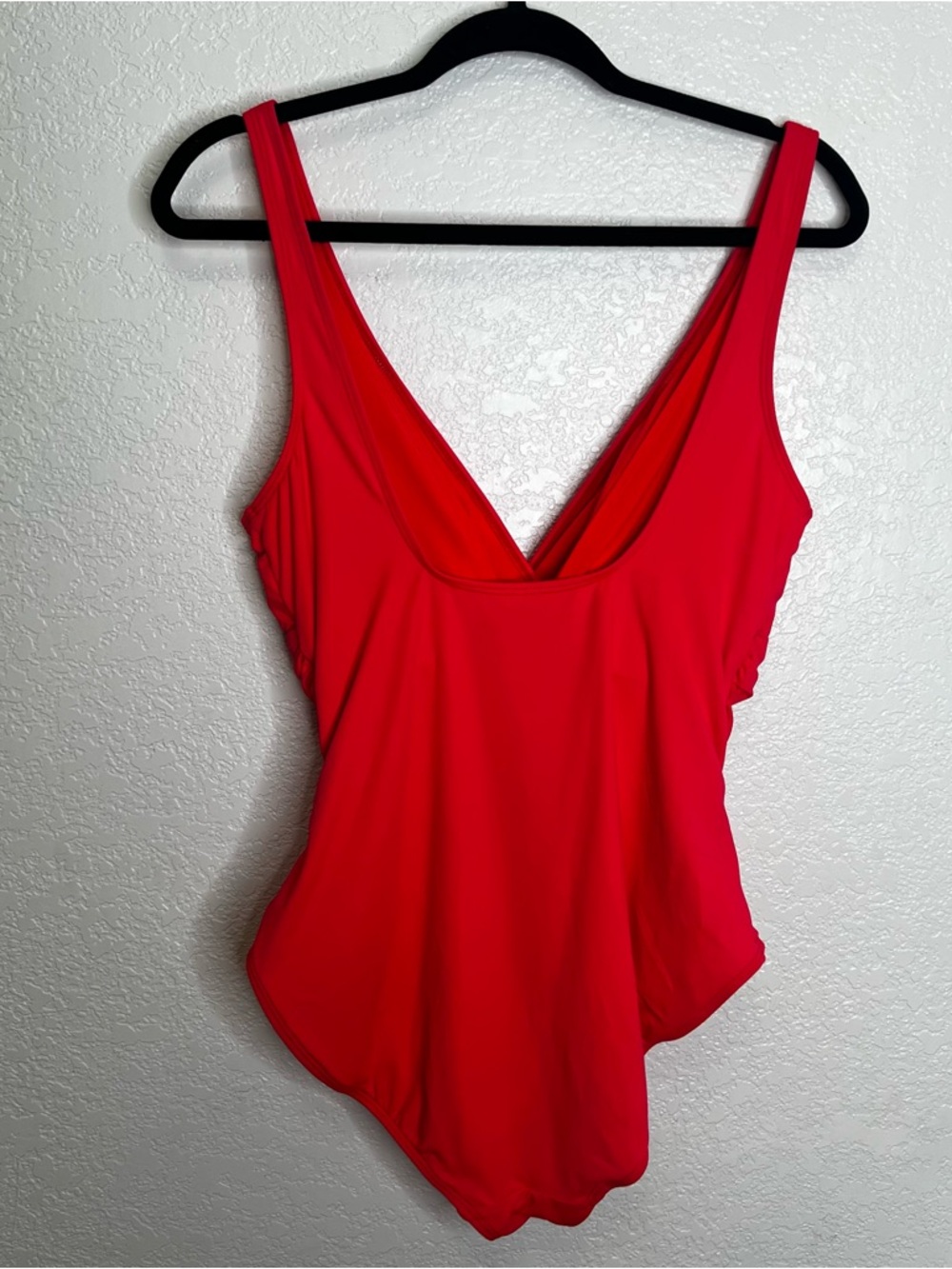 Ralph Lauren Womens One Piece Swimsuit Twist V-Neck Sz 14 L Red Orange Beach - Picture 2 of 9